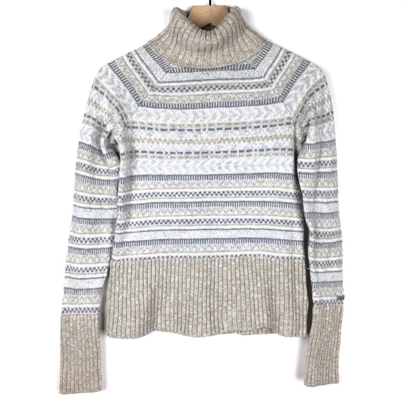 Columbia Sweaters - COLUMBIA Turtleneck Sweater Wool Fair Isle Apres Ski Neutral Minimalist Small